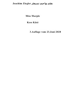 Miss Marple  Kess Käsé   3.Auflage vom 23.Juni 2020 - Joachim Ziegler