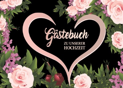 'Hochzeits Gästebuch mit Fragen – Rimini pink'-Cover