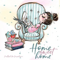 Home Sweet Home - Malbuch für Erwachsene - | zauberhafte Illustrationen | lesen, backen, nähen, malen, stricken, yoga, kuscheln mit Hund und Katze... alles was wir zuhause lieben | - Musterstück Grafik