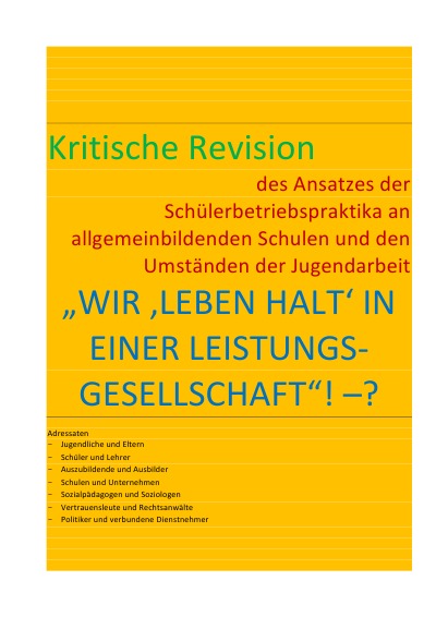 'WIR ‚LEBEN HALT‘ IN EINER LEISTUNGS-GESELLSCHAFT“! –?'-Cover