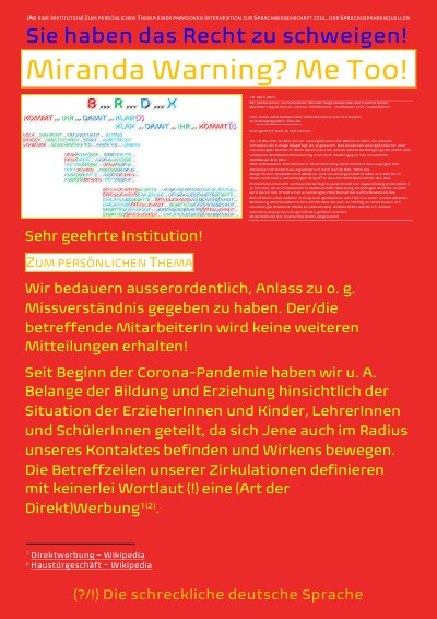 'Cover von Miranda Warning? Me Too! Sie haben das Recht zu schweigen!'-Cover