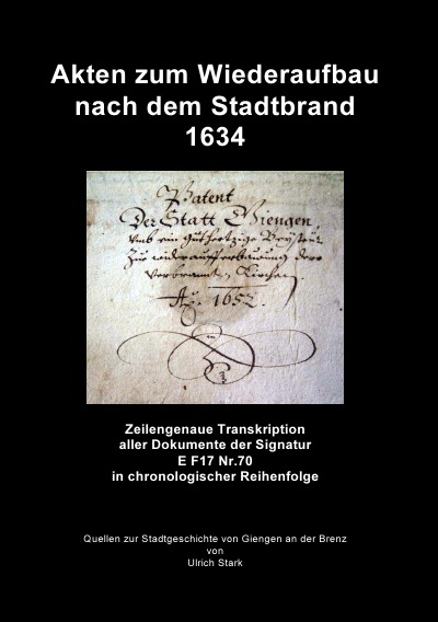'Akten zum Wiederaufbau nach dem Stadtbrand 1634'-Cover