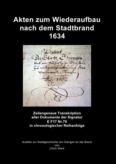 'Cover von Akten zum Wiederaufbau nach dem Stadtbrand 1634'-Cover