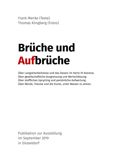 'Cover von Brüche und Aufbrüche – Publikation zur Ausstellung von Thomas Klingberg und Frank Menke in Düsseldorf'-Cover