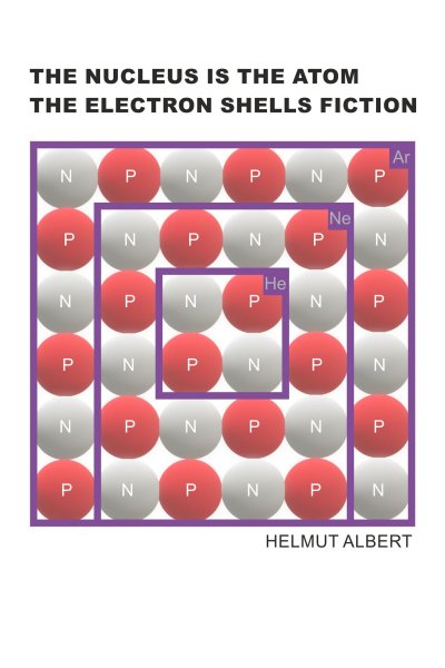 'Cover von the nucleus is the atom, the electron shells fiction'-Cover