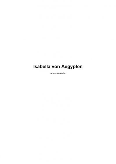'Isabella von Aegypten'-Cover