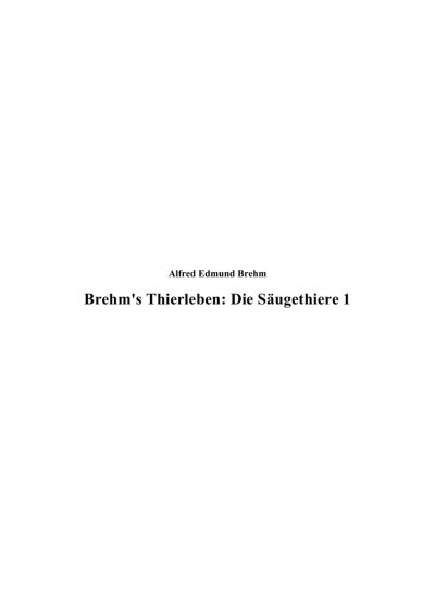 'Brehm’s Thierleben: Die Säugethiere'-Cover