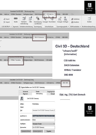 'Cover von Add-Ons, Add-Ins und mehr, Civil 3D Deutschland (schwarz/weiß, zur Information)'-Cover