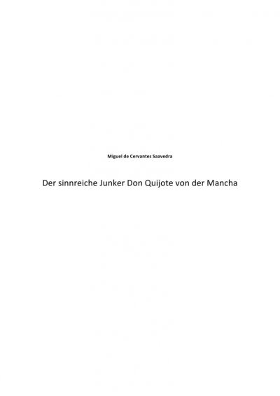 'Cover von Der sinnreiche Junker Don Quijote von der Mancha'-Cover