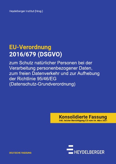 'Cover von EU-Verordnung 2016/679 (DSGVO)'-Cover