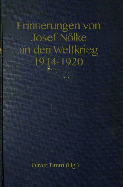 'Erinnerungen von Josef Nölke an den Weltkrieg 1914-1920'-Cover