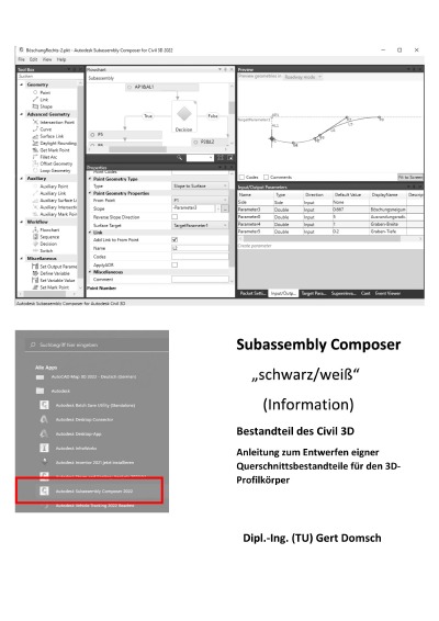 'Cover von Subassembly Composer, Bestandteil des Civil 3D Deutschland (schwarz/weiß, zur Information)'-Cover