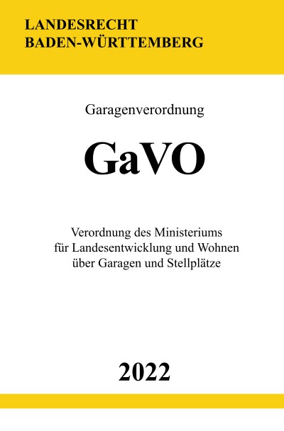 'Garagenverordnung GaVO 2022 (Baden-Württemberg)'-Cover