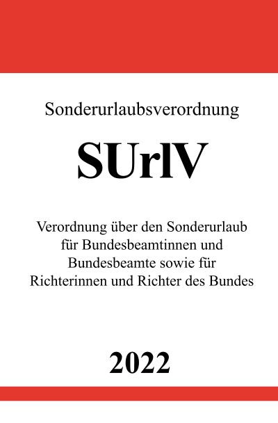 'Sonderurlaubsverordnung SUrlV 2022'-Cover