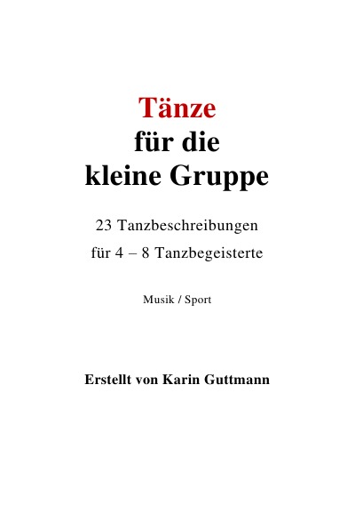 'Cover von Tänze für die kleine Gruppe'-Cover
