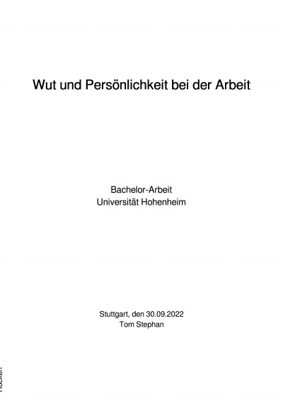 'Wut und Persönlichkeit bei der Arbeit'-Cover