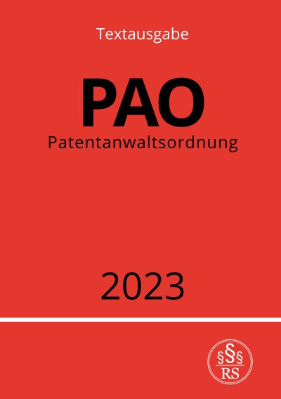 'Patentanwaltsordnung – PAO 2023'-Cover
