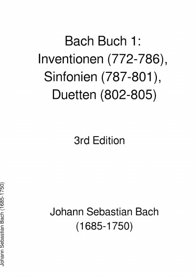 'Cover von Bach Buch 1: Inventionen (772-786), Sinfonien (787-801), Duetten (802-805)'-Cover