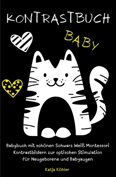 'Cover von Kontrastbuch Baby Babybuch mit schönen Schwarz Weiß Montessori Kontrastbildern zur optischen Stimulation für Neugeborene und Babyaugen'-Cover