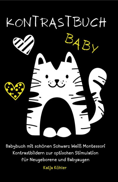 'Cover von Kontrastbuch Baby Babybuch mit schönen Schwarz Weiß Montessori Kontrastbildern zur optischen Stimulation für Neugeborene und Babyaugen'-Cover