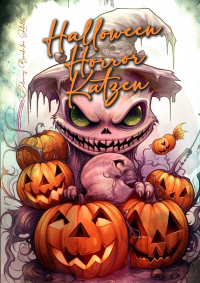 'Cover von Halloween Horror Katzen Malbuch für Ewachsene'-Cover
