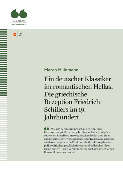 'Cover von Ein deutscher Klassiker im romantischen Hellas. Die griechische Rezeption Friedrich Schillers im 19. Jahrhundert'-Cover