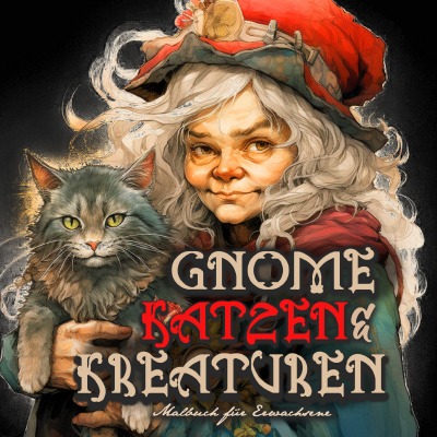 'Gnome, Katzen & Kreaturen Malbuch für Erwachsene'-Cover
