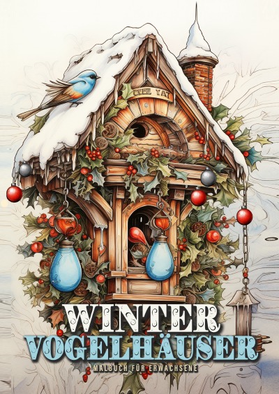 'Winter Vogelhäuser Malbuch für Erwachsene'-Cover