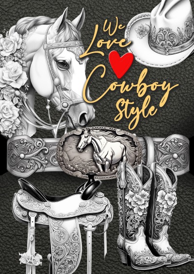 'Cover von We love Cowboy Style Malbuch für Erwachsene'-Cover