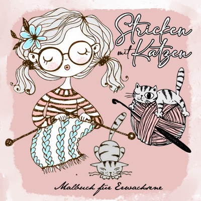 'Cover von Stricken mit Katzen Malbuch für Erwachsene'-Cover