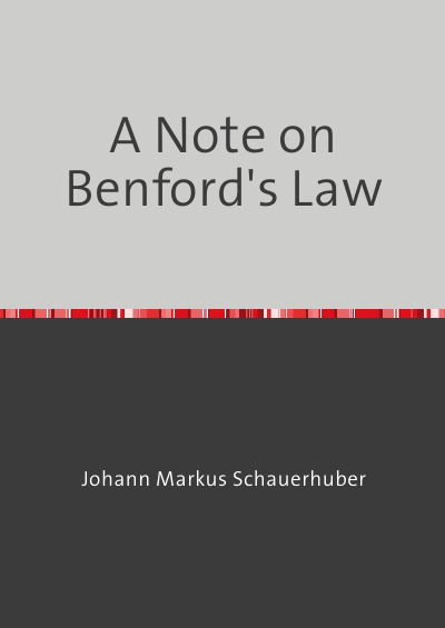 'Cover von A Note on Benford’s Law'-Cover