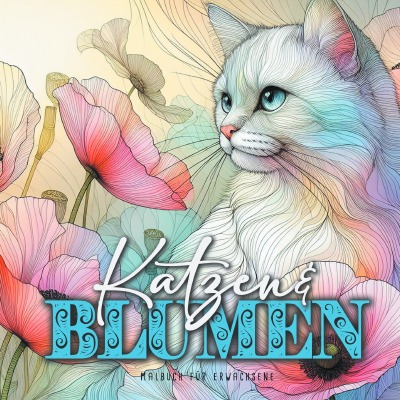 'Cover von Katzen und Blumen Malbuch für Erwachsene'-Cover