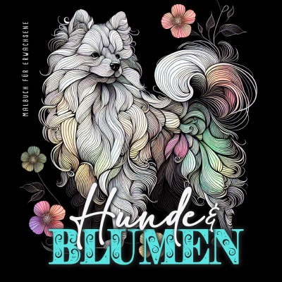 'Cover von Hunde und Blumen Malbuch für Erwachsene'-Cover