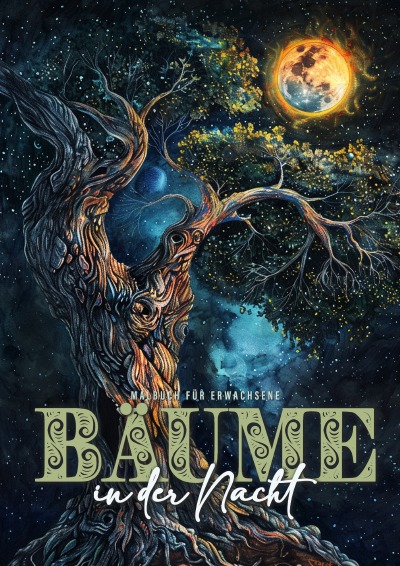 'Cover von Bäume in der Nacht Malbuch für Erwachsene'-Cover