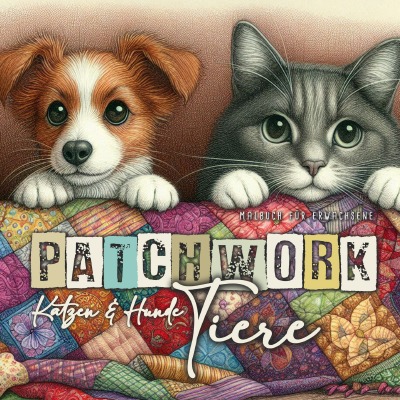'Cover von Patchwork Tiere Hunde und Ktzen Malbuch für Erwachsene'-Cover