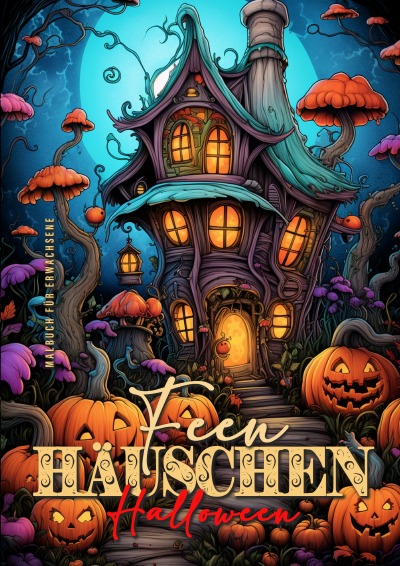 'Cover von Feen Häuschen Halloween Malbuch für Erwachsene'-Cover
