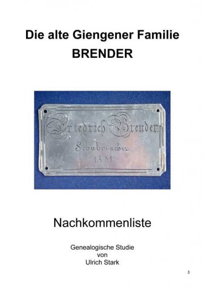 'Cover von Die alte Giengener Familie BRENDER'-Cover