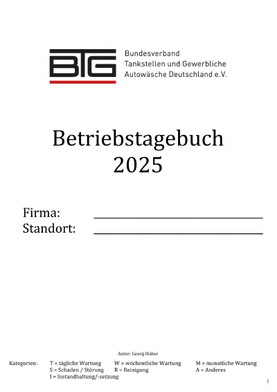 'Cover von Betriebstagebuch 2025'-Cover