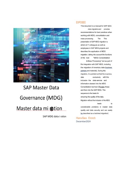 'Cover von SAP Master Data Governance (MDG) – Master Data Migration  Guidline'-Cover