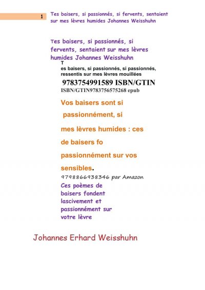 'Cover von Tes baisers, si passionnés, si  fervents, sentaient sur mes lèvres humides'-Cover