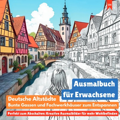 'Cover von Ausmalbuch  für Erwachsene: Deutsche Altstädte, bunte Gassen und Fachwerkhäuser zum Entspannen (Perfekt zum Abschalten: Kreative Ausmalbilder für mehr Wohlbefinden)'-Cover