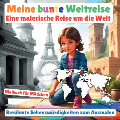 'Cover von Meine bunte Weltreise: Malbuch für Mädchen (Berühmte Sehenswürdigkeiten zum Ausmalen)'-Cover