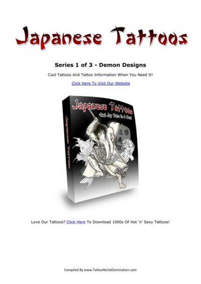 'Cover von Japanische Tattoos – Serie 1 von 3 – Japanese Demon Designs. Große Auswahl an Tattoo Design Vorlagen, Motiv: Japanische Dämonen.'-Cover