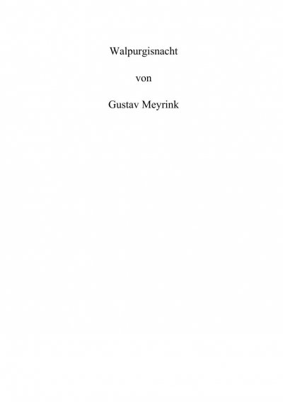 'Cover von Walpurgisnacht. Von Gustav Meyrink.'-Cover