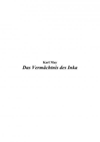 'Cover von Karl May. Das Vermächtnis es Inka.'-Cover