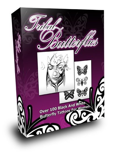 'Cover von Tribal Schmetterlinge. Über 100 schwarz weiße Schmetterlingstattoos für Frauen.'-Cover