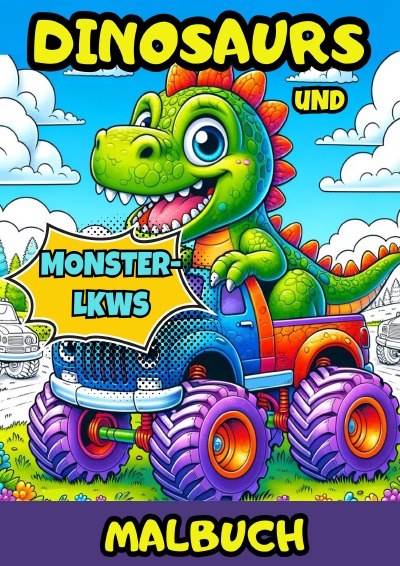 'Cover von Dinosaurier und Monstertrucks Malbuch'-Cover