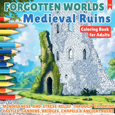 'Cover von FORGOTTEN WORLDS – Medieval Ruins (Coloring Book for Adults – for Stress Relief and Relaxation)'-Cover