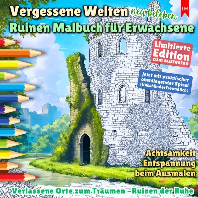 'Cover von Vergessene Welten – Ruinen Malbuch für Erwachsene (Achtsamkeit Entspannung beim Ausmalen) Limitierte Edition'-Cover