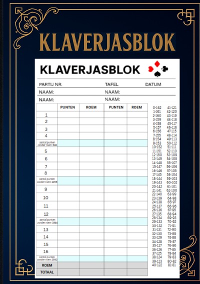 'Cover von Klaverjas Scoreboek'-Cover